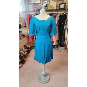 L/XL vintage 60s blue cocktail dress volup
